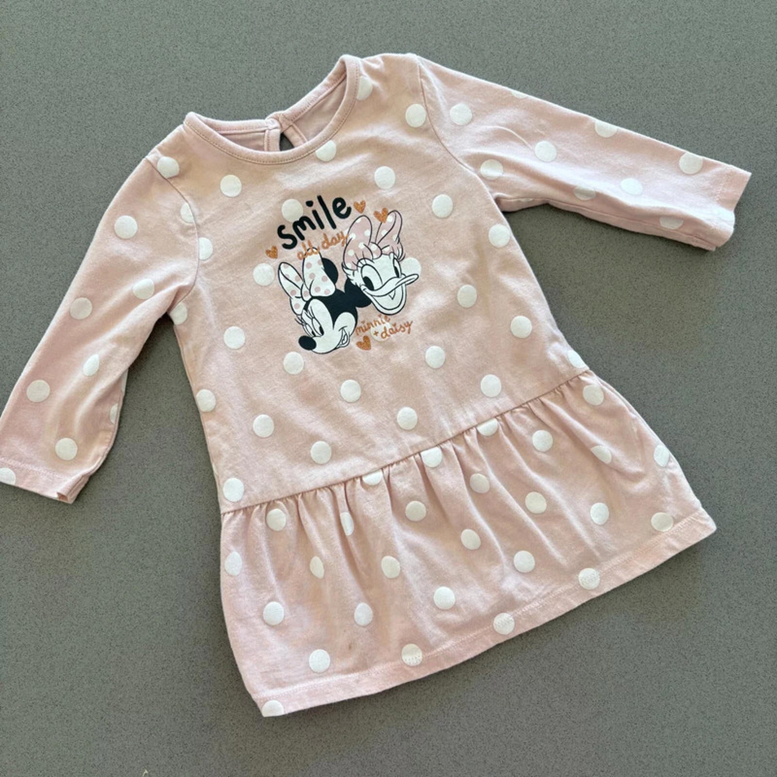 Baby Girl 6-9 months Disney Baby Pink Spotty Daisy & Minnie  Dress (18 12)