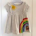 Baby Girl 0-3 months Matalan Grey Elmer Rainbow Dress (19 07)