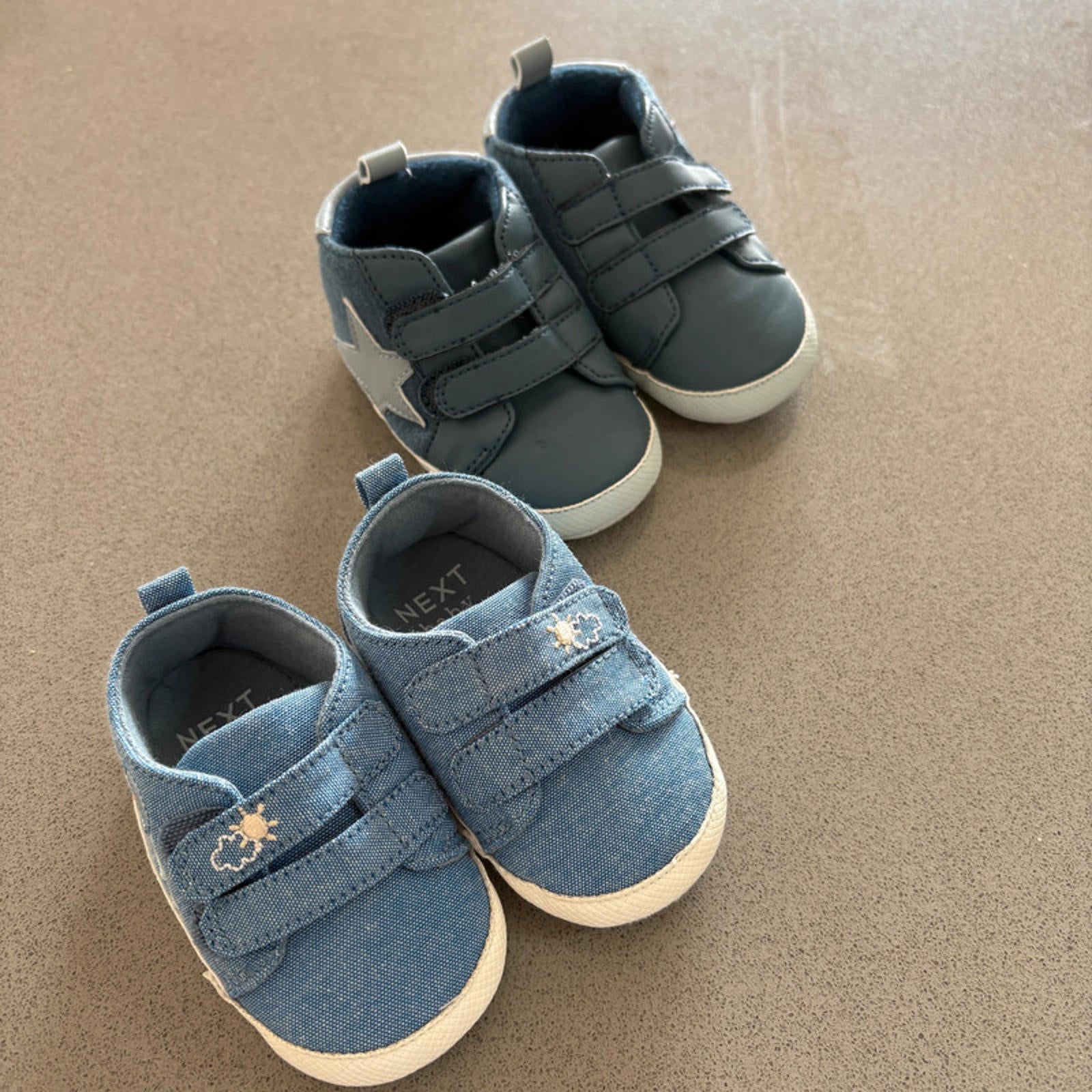 Baby Boy 3-6 months Next 2 Pairs Blue Pre-Walkers Pram Shoes (42 33)