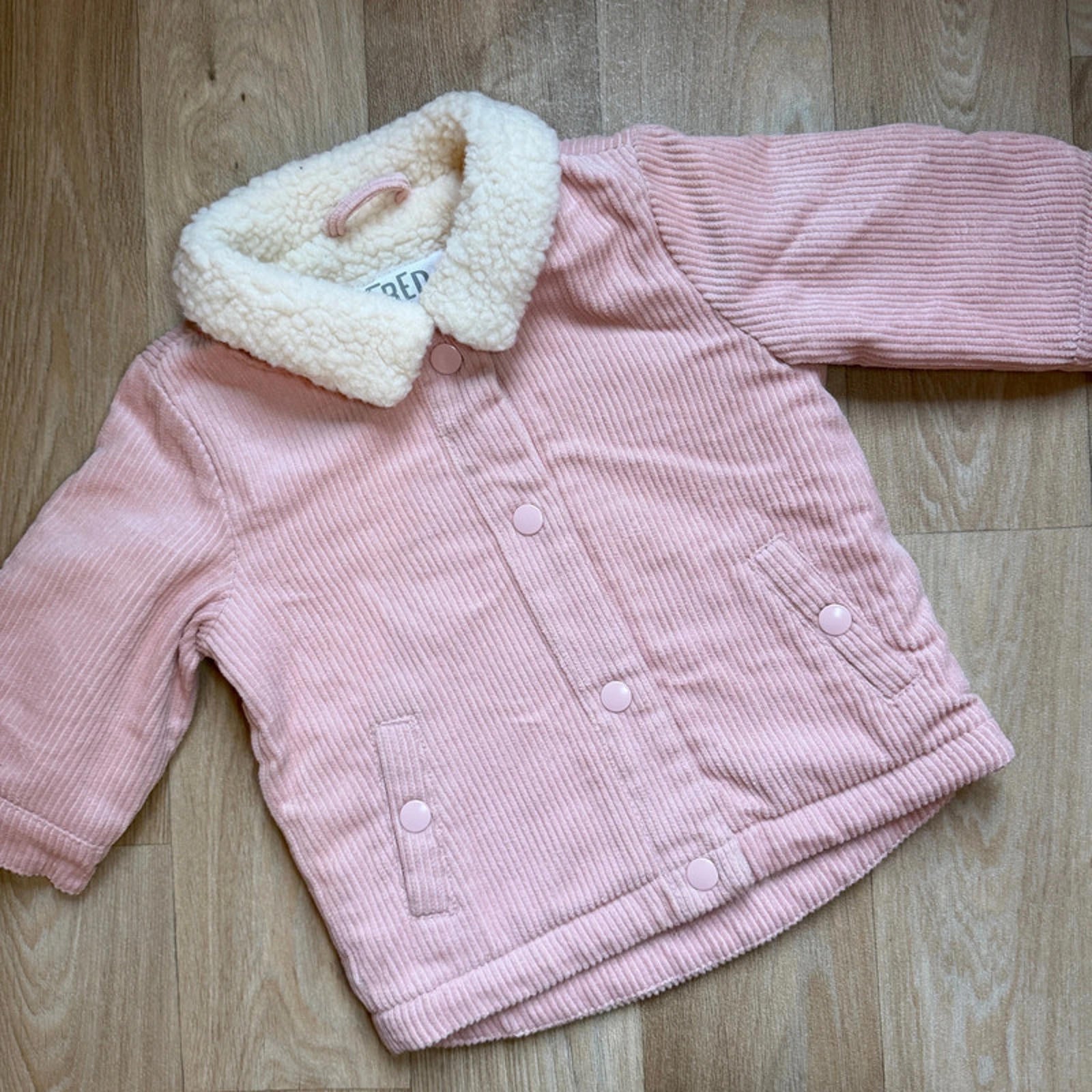Baby Girl 0-3 months F&F Pink Corduroy Jacket with Borg Style Lining (42 31)