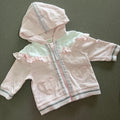Baby Girl 3 months Mintini Pink White Full Zip Hoodie with Ruffles (56 04)