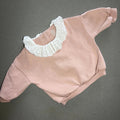 Baby Girl 0-3 months F&F Pink Sweatshirt with Broderie Anglaise Collar (51 02)
