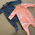 Baby Girl 0-3 months Mothercare Set 2 Pink Blue Sleepsuits  Applique (46 10)