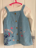 Baby Girl 6-9 months Primark Disney Stitch  Corduroy Pinafore Dress BNWT (28 32)
