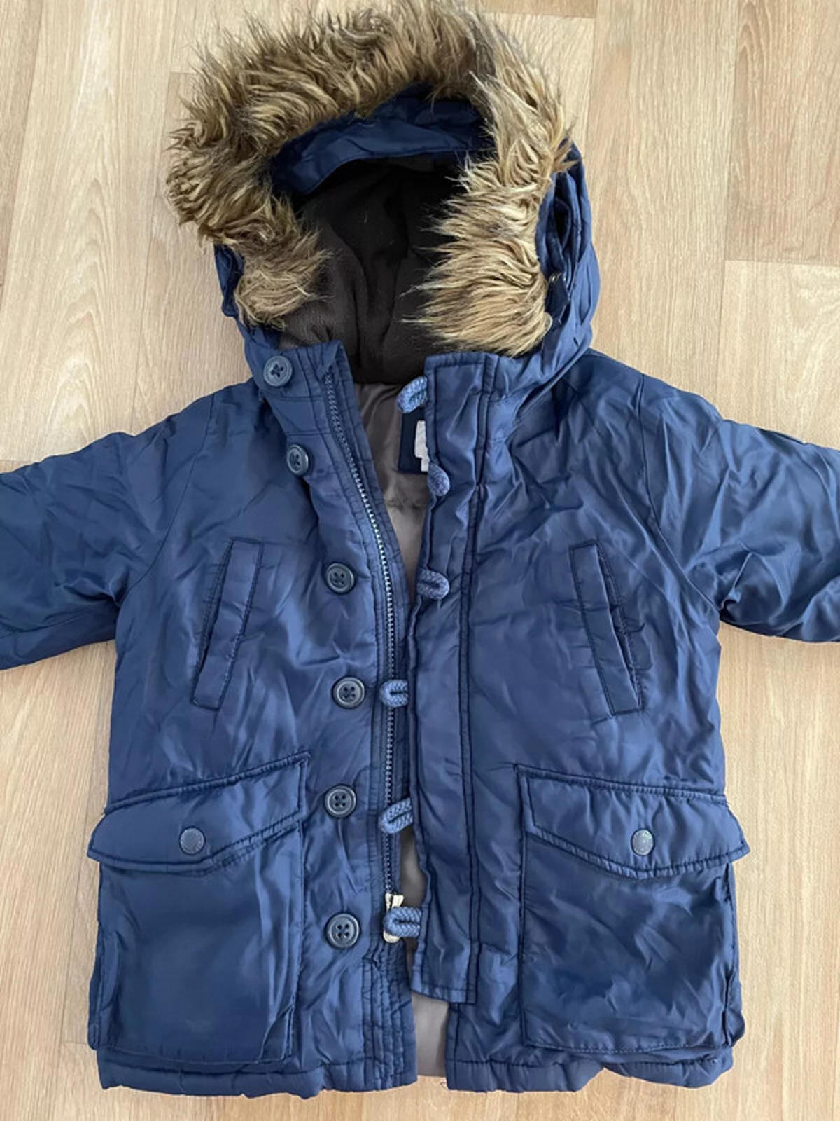 Young Boy 3 years GAP Blue Puffer Hooded Anorak Winter Coat (48 x)