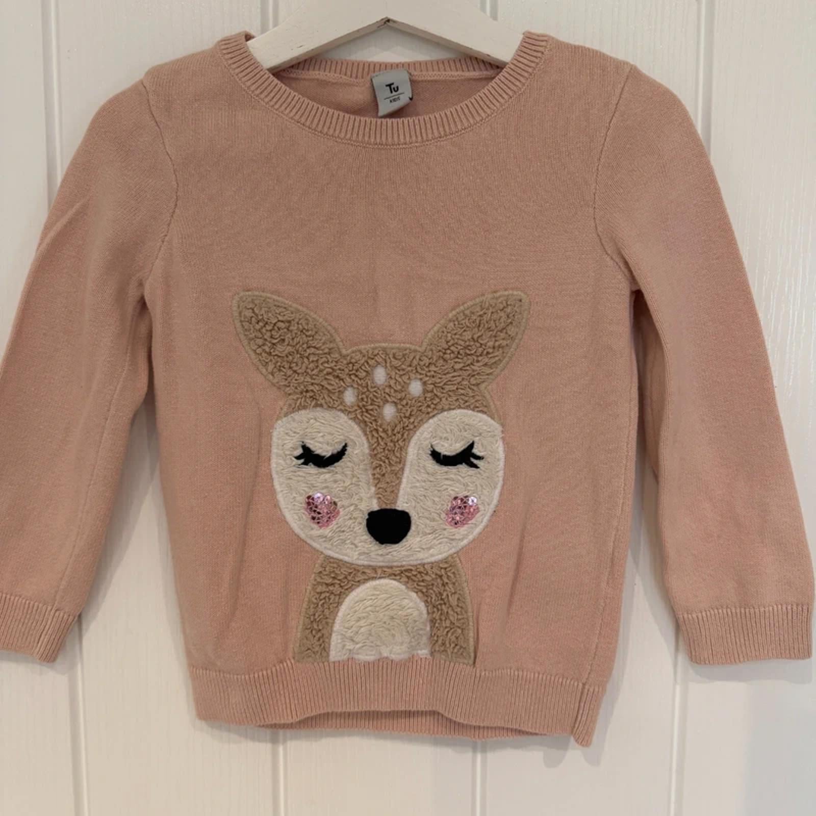 Girl 12-18 months TU Pink Knitted Jumper with Deer Design (55 02)