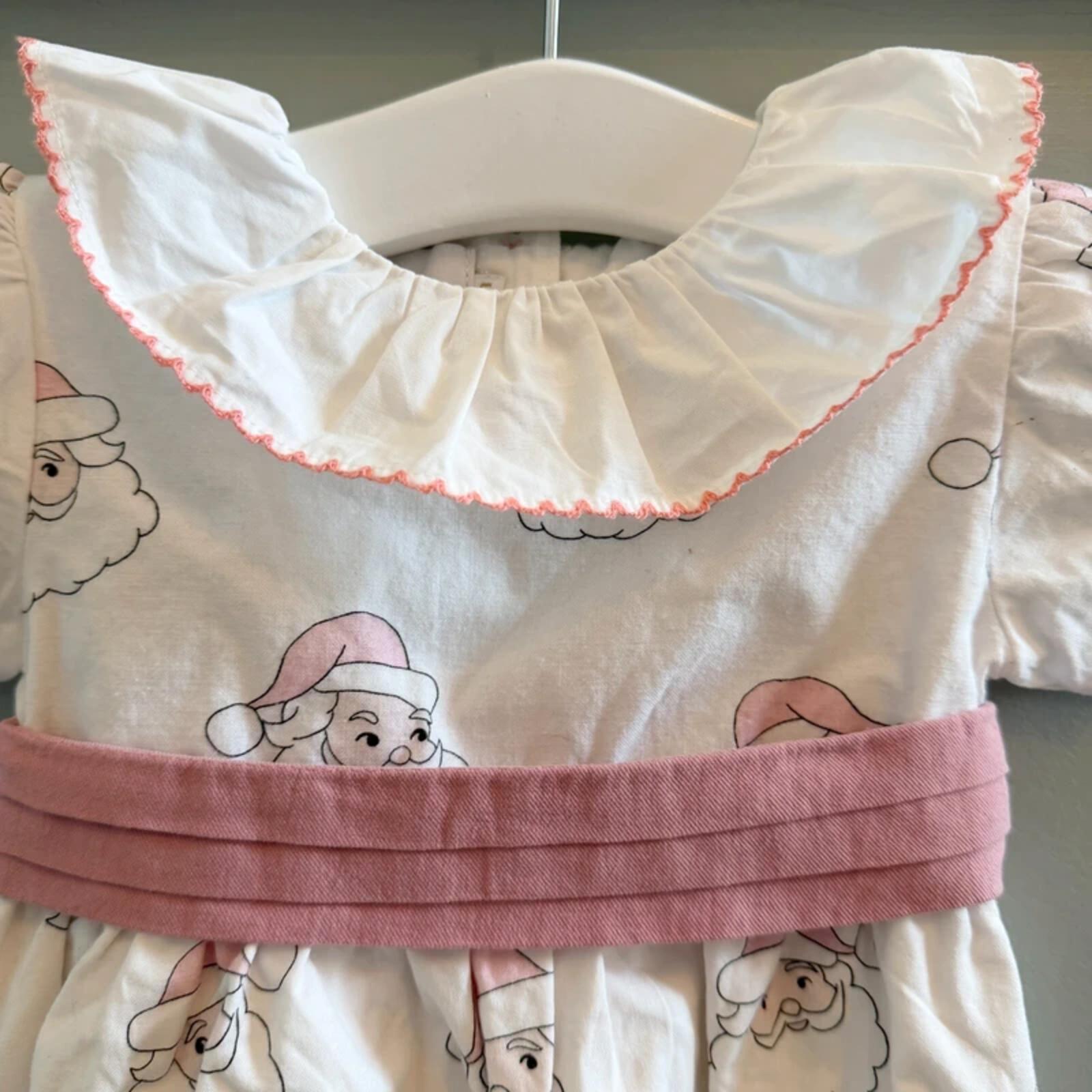 Baby Girl 9 months Sal & Pimenta White Pink Christmas Collared Romper (27 21)