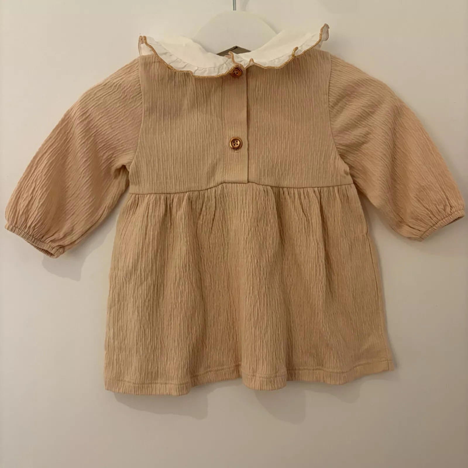 Baby Girl 0-3 months River Island Beige Long Sleeve Dress Rose Gold  (41 21)
