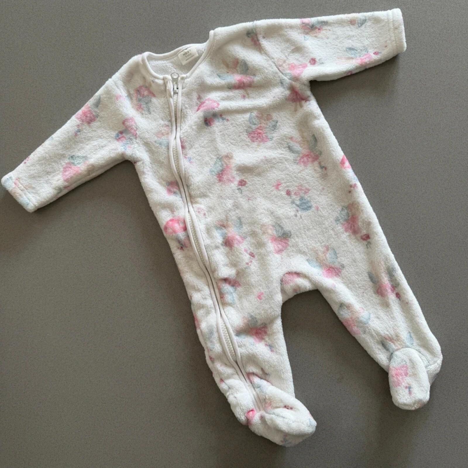 Baby Girl 3-6 months Next White Fairy Mouse Fleece Faux Fur All in One (49 01)