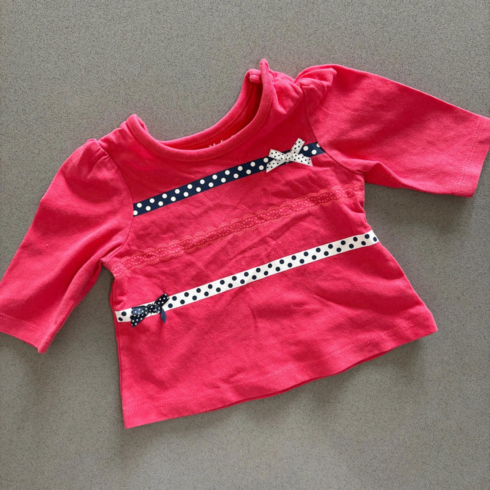 Baby Girl Neworn Nutmeg Pink Long Sleeve Top with Bows (31 11)