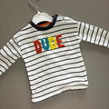 Baby Boy 0-3 months Nutmeg White Striped Dude T-shirt Long Sleeve (34 16)