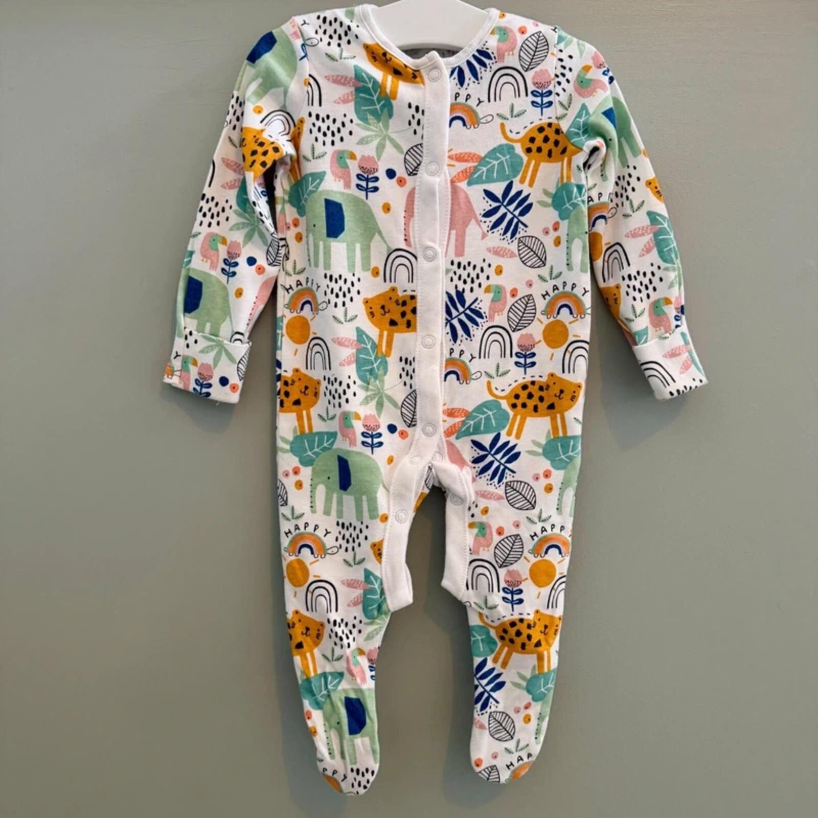 Baby Boy Girl 3-6 months F&F Jungle Animals Colourful Babygrow Sleepsuit (18 26)