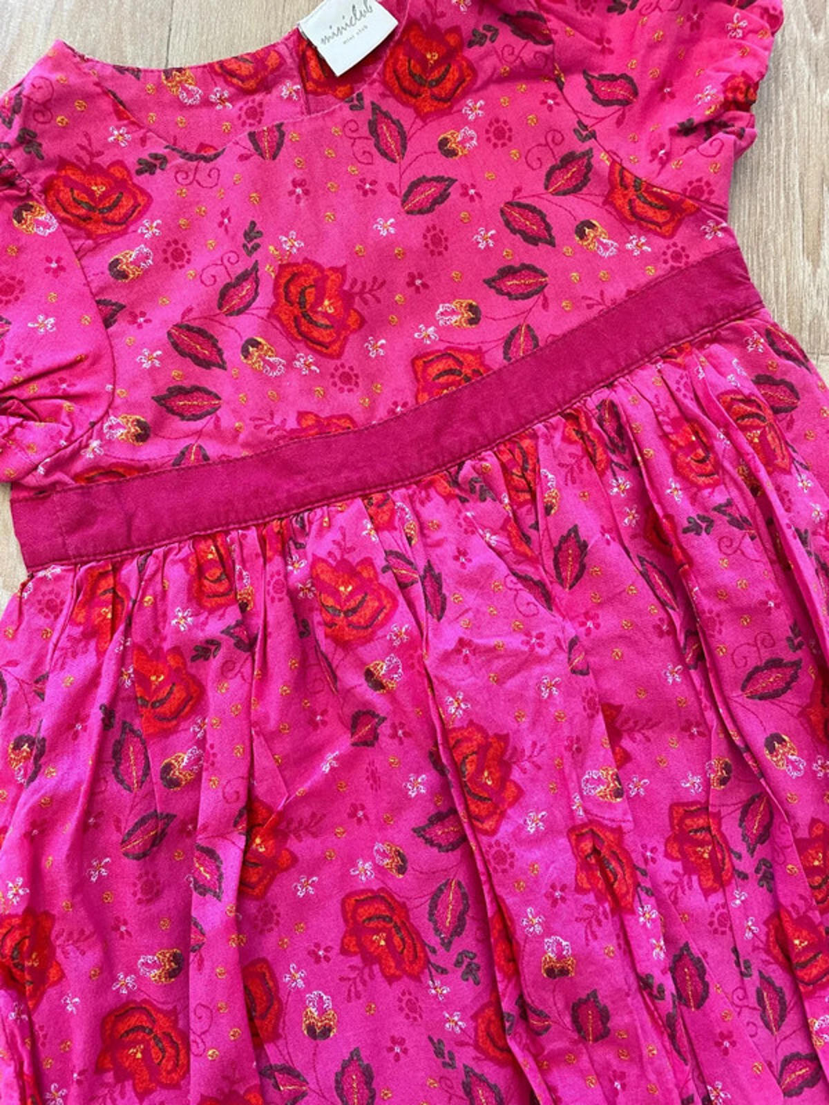Baby Girl 18-24 months Mini Club Pink Cotton Short Sleeve Dress Puffball (27 06)