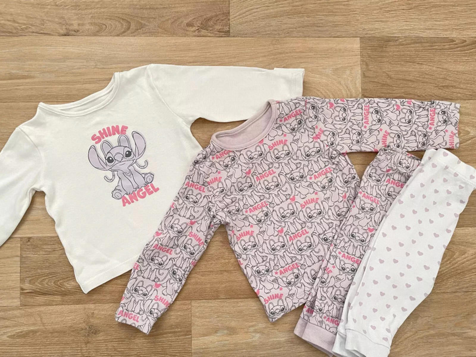 Baby Girl 3-6 months Disney Angel Lilo & Stitch 2 Pair Lilac Long Sleeve Pajamas
