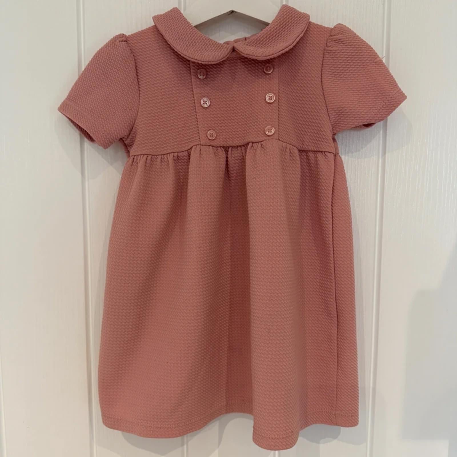Baby Girl 12-18 months TU Pink Collared Textured Short Sleeve Dress (21 05)