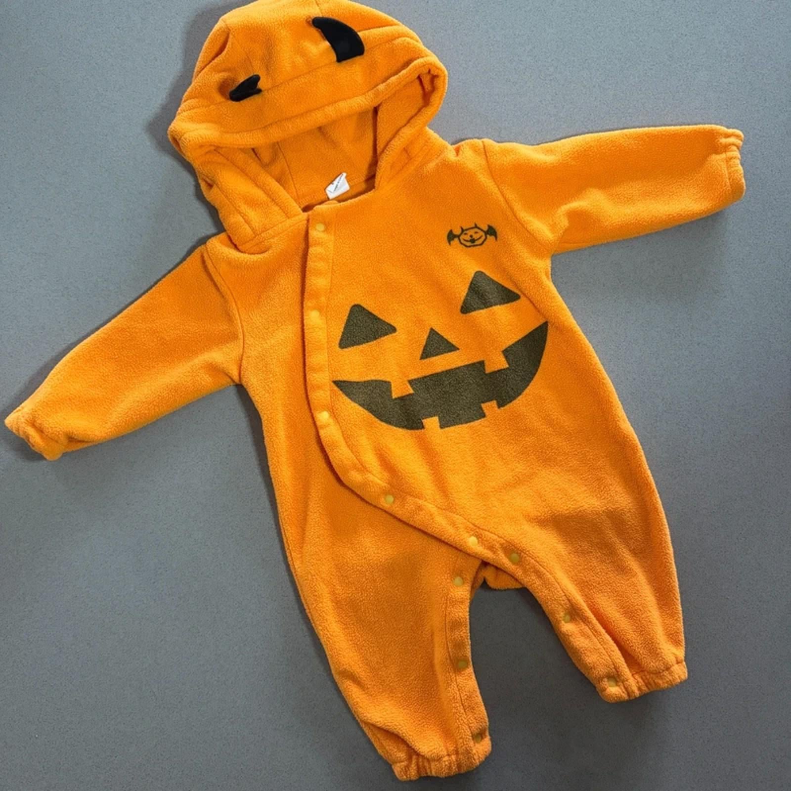 Baby Boy Girl unisex 6-9 months Shein Fleece Halloween Romper Orange (25 14)