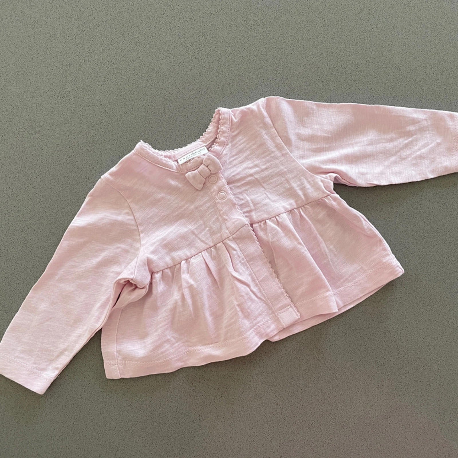 Baby Girl 0-3 months Next Pink Cotton Long Sleeve Cardigan Jacket  Bow (35 16)