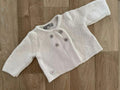 Baby Girl 1 month Mon Premier Major White Garter Stitch Knitted Cardigan