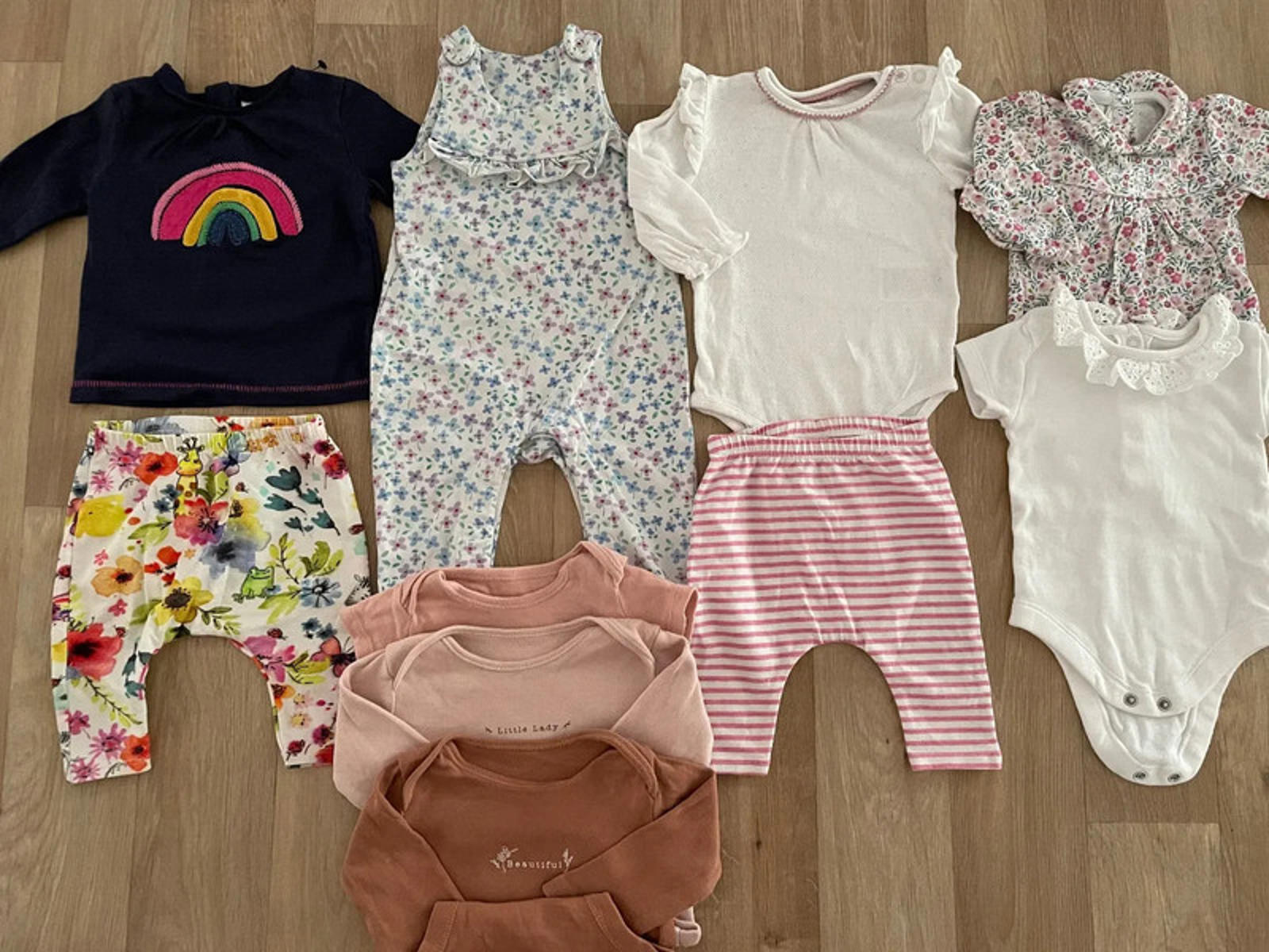 Baby Girl 0-3 months Tops Bottoms Dungarees Bundle NEXT M&S Nutmeg (33 26)