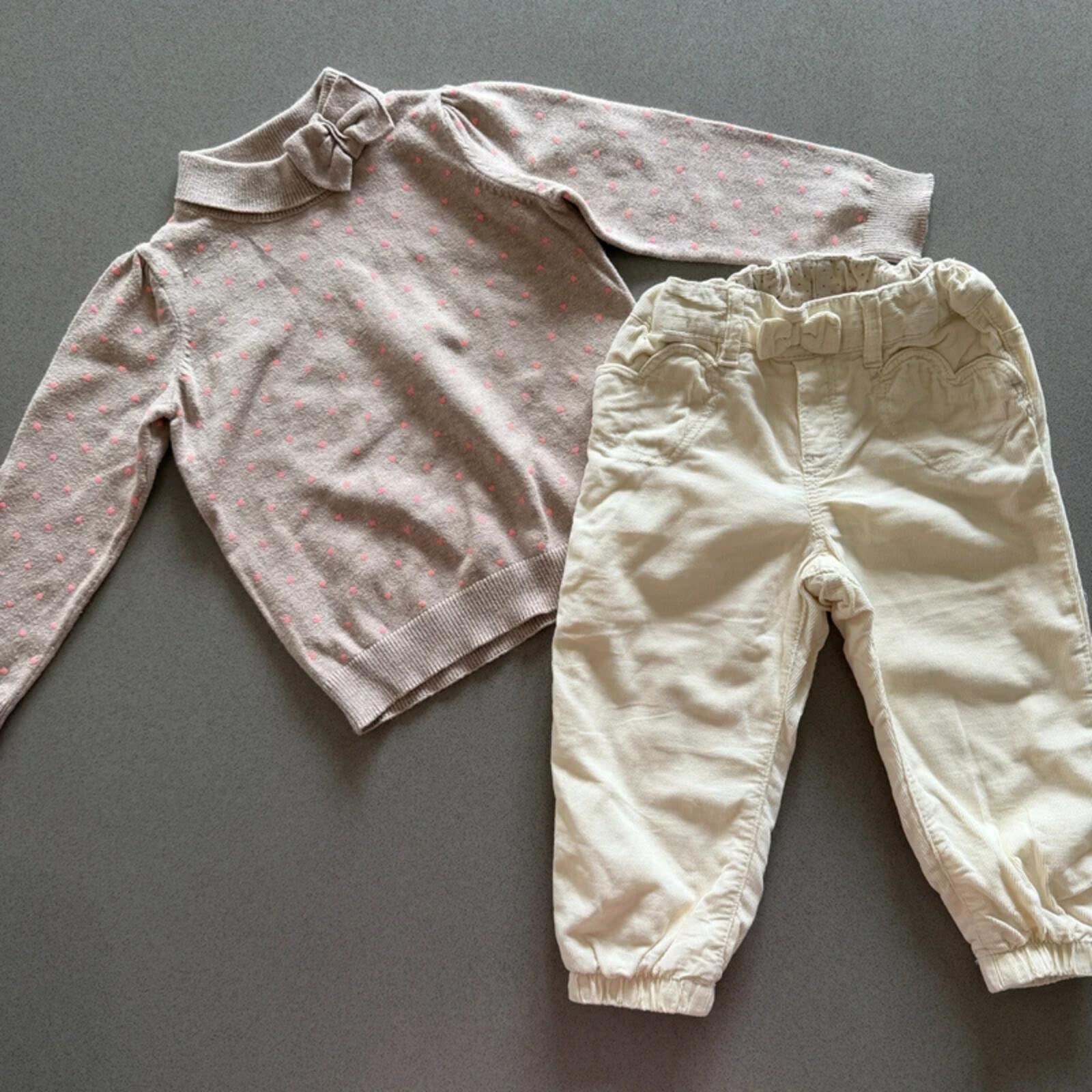 Baby Girl 12-18 months H&M Trousers & Pullover Jumper Outfit Set (46 17)