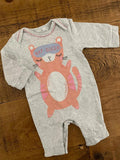 Baby Girl Newborn Blue Zoo Grey Nap Queen Romper  (48 01)
