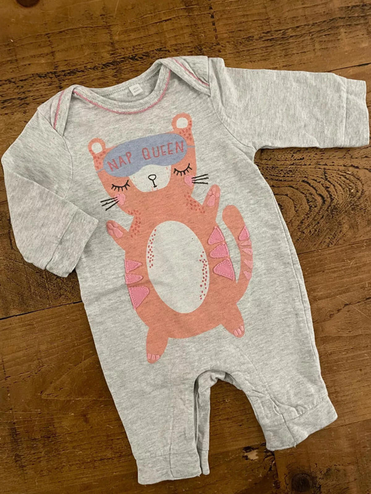 Baby Girl Newborn Blue Zoo Grey Nap Queen Romper  (48 01)