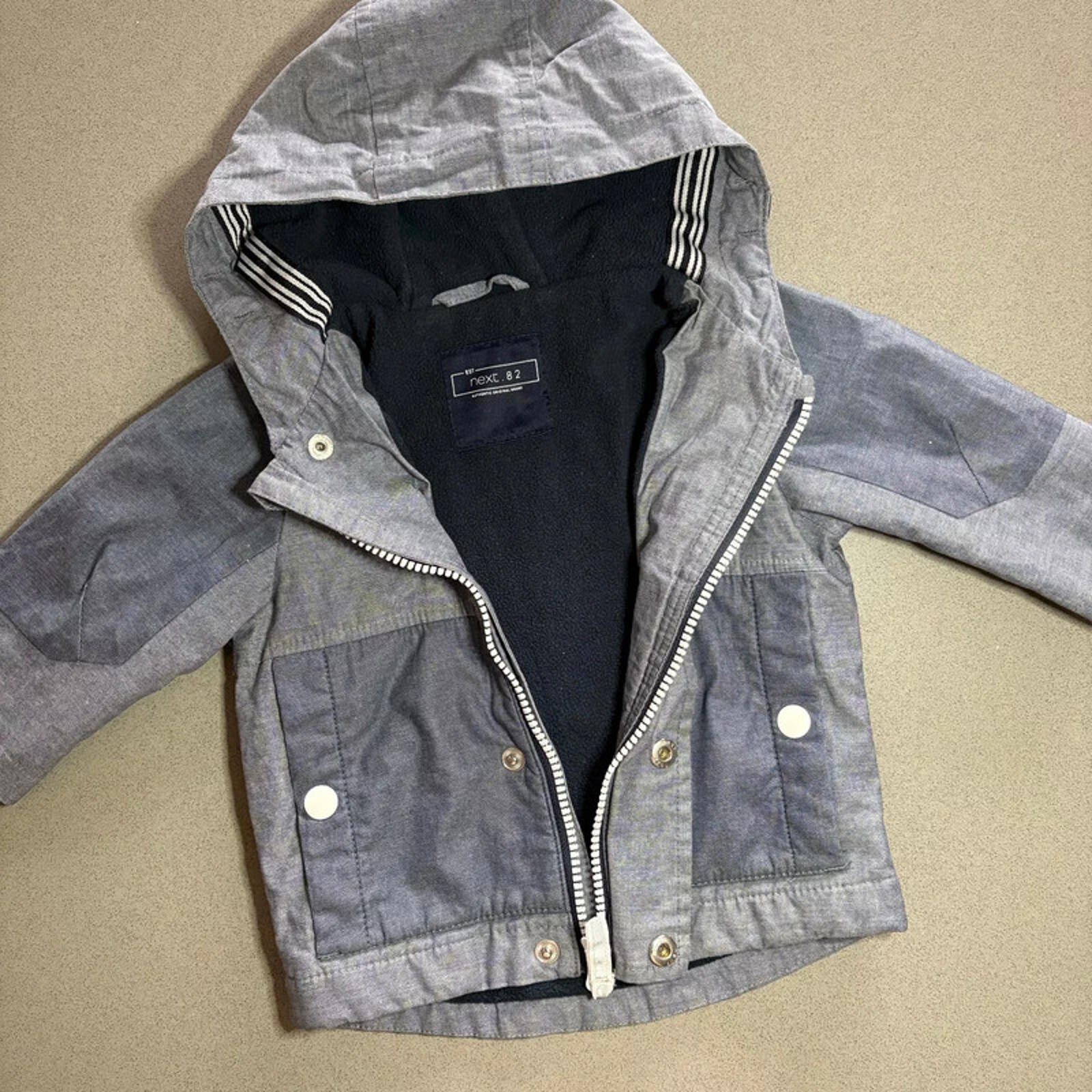 Baby Boy 3-6 months Next Blue Fleece Lined Hooded Coat Jacket Raincoat (54 x)
