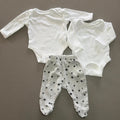 Baby Boy Tiny Baby Preemie 2.7 kg George 2 Bodysuits & Grey Star Leggings (3932)