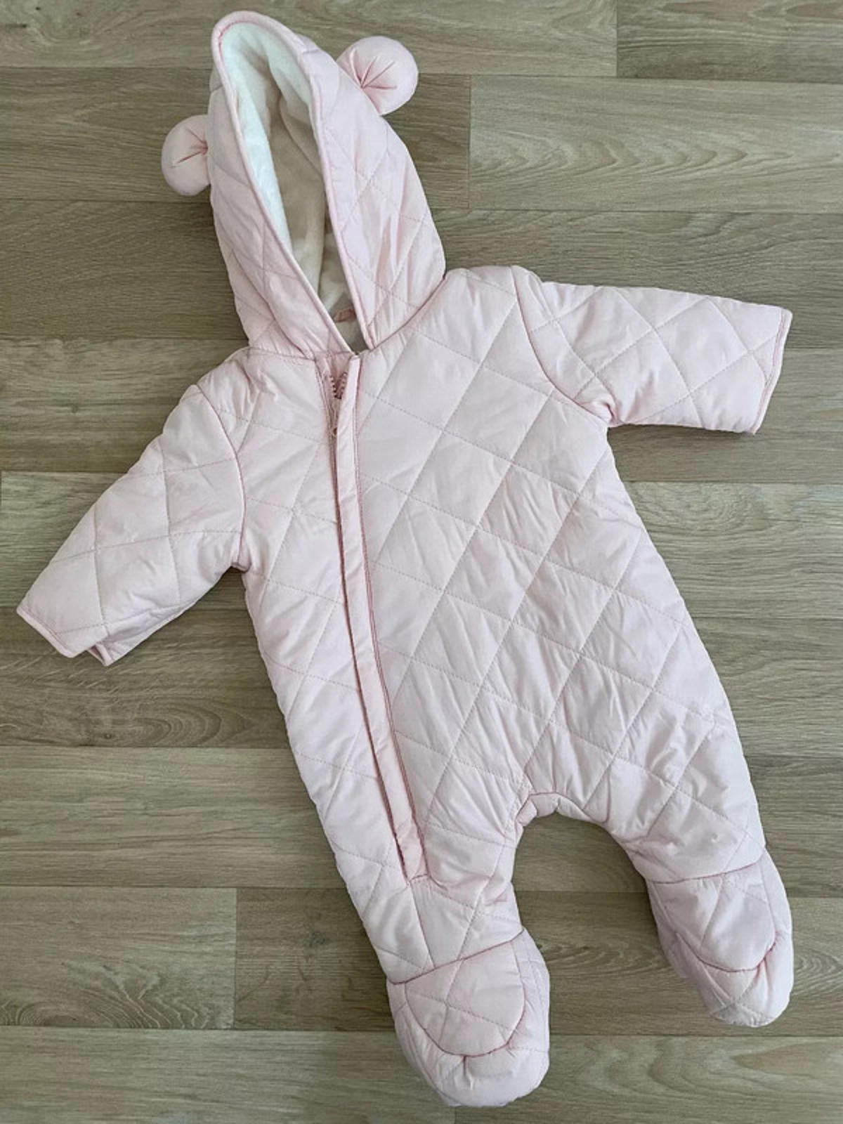 Baby Girl 0-3 months Primark Pink Full Zip Snowsuit with Hood (47 33 49)