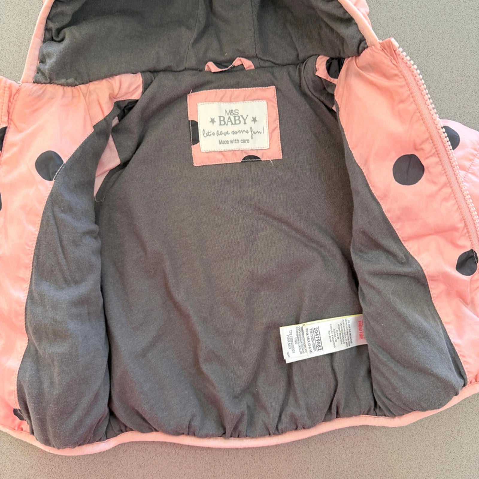 Baby Girl 3-6 months Marks and Spencer Pink Black Spotty Winter Coat  (60 63)