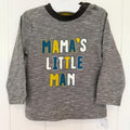 Baby Boy 9-12 months Nutmeg Grey striped Long Sleeve T-shirt Mama's Little Man BNWT (61 12)