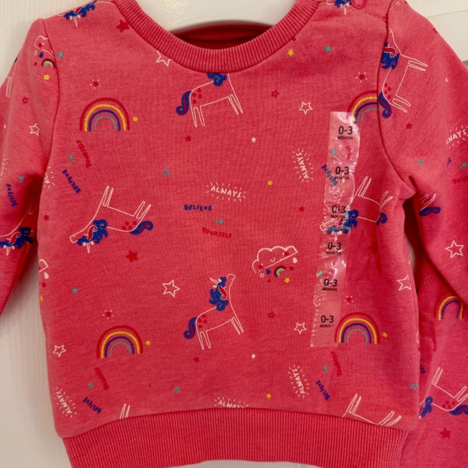 Baby Girl 0-3 months Dunnes Stores Pink Unicorn 2 Piece Tracksuit Outfit BNWT (54 04)