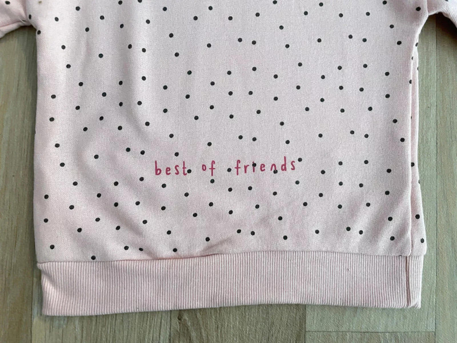 Baby Girl 9-12 months Ex Mothercare Pink Spotty Pullover Sweatshirt Best Friends (39 14)