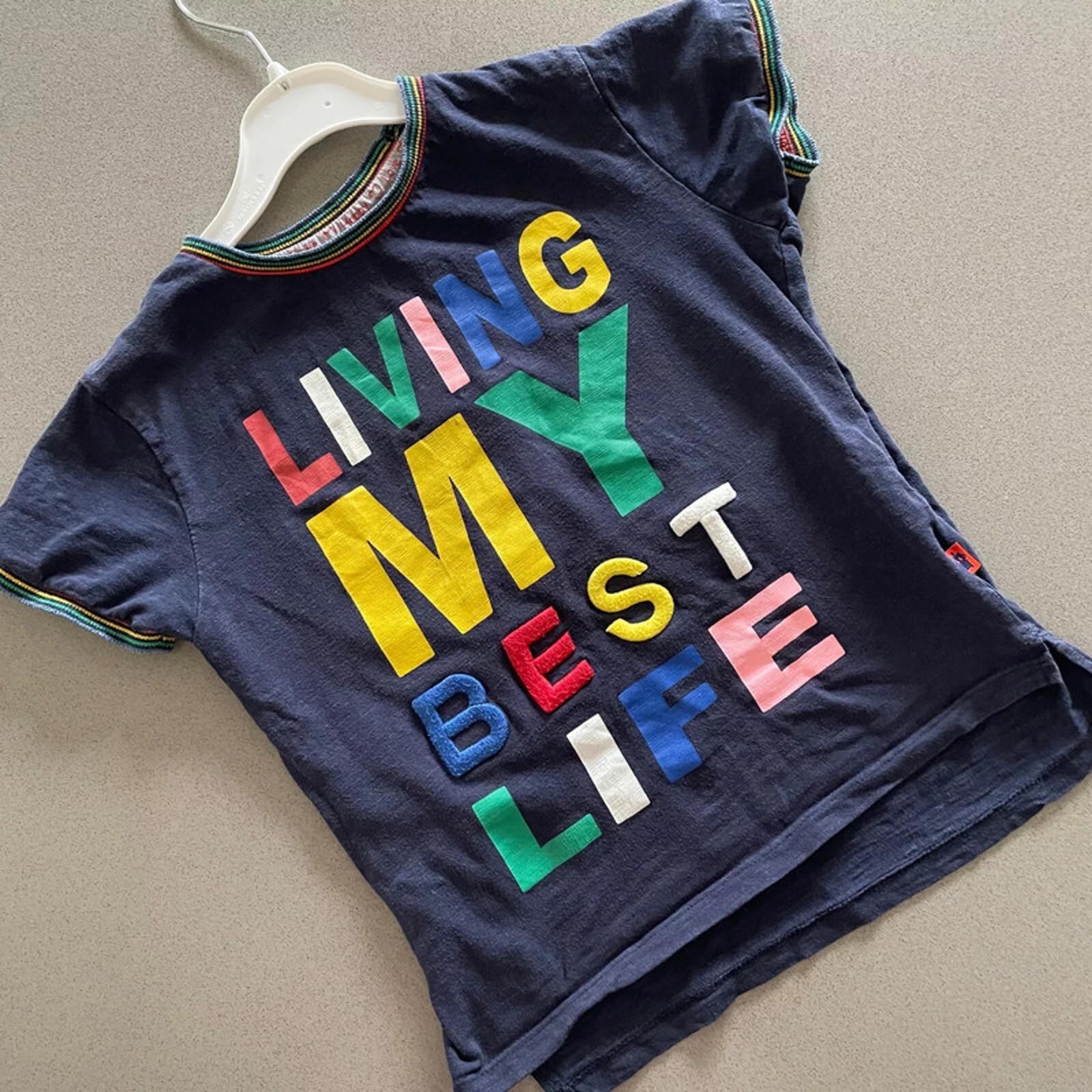 Young Boy 5-6 years  Blue Short Sleeve T-Shirt Living My Best Life (23 21)