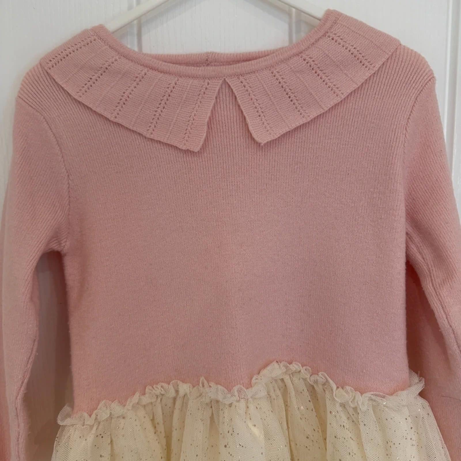 Baby Girl 18-24 Months Primark Pink Cream Knitted Tulle Party Dress (35 09)