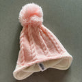 Baby Girl 6-12 months Nutmeg Pink Cable Knit Bobble Hat Fleece Lining (21 15)