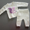 Baby Girl 0-3 months Primark 3 Piece Knitted Outfit with Squirrel Design (37 17)