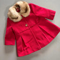 Baby Girl 6-9 months F&F Red Winter Coat with Faux Fur Trim BNWT (18 27)