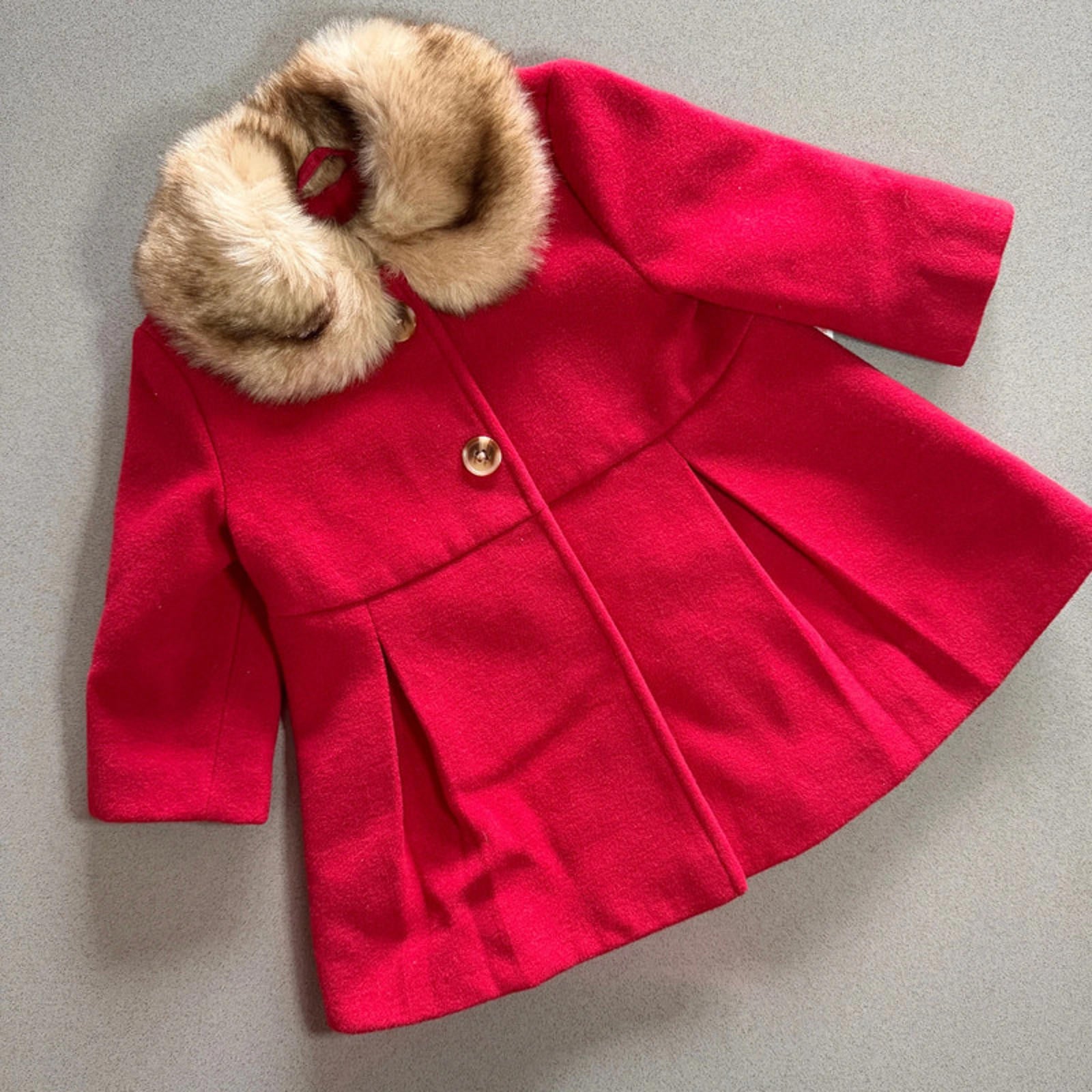 Baby Girl 6-9 months F&F Red Winter Coat with Faux Fur Trim BNWT (18 27)