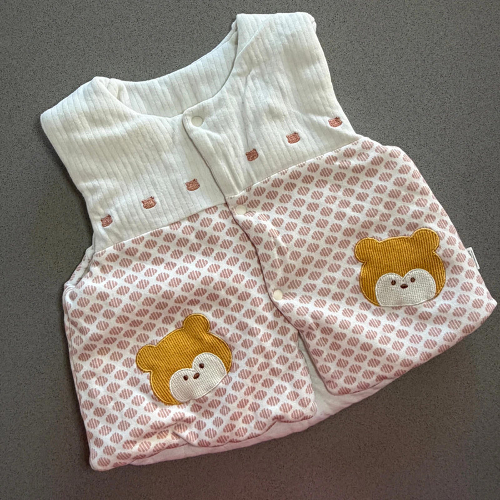 Baby Girl 9-12 months White Pink Padded Bear Gilet (61 17)