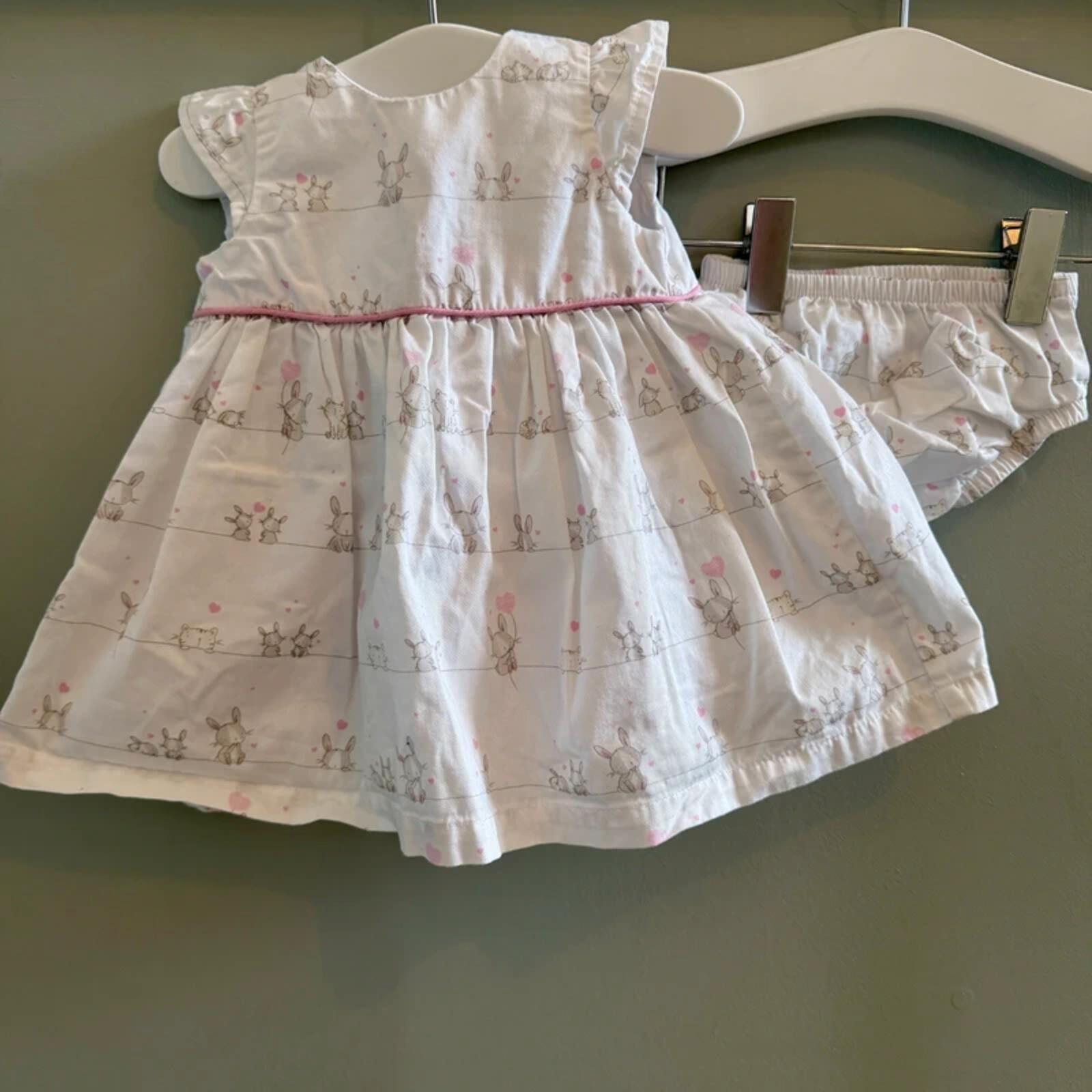 Baby Girl 1 month 4.5 kg Mothercare White Bunny Smart Dress Set (20 01)