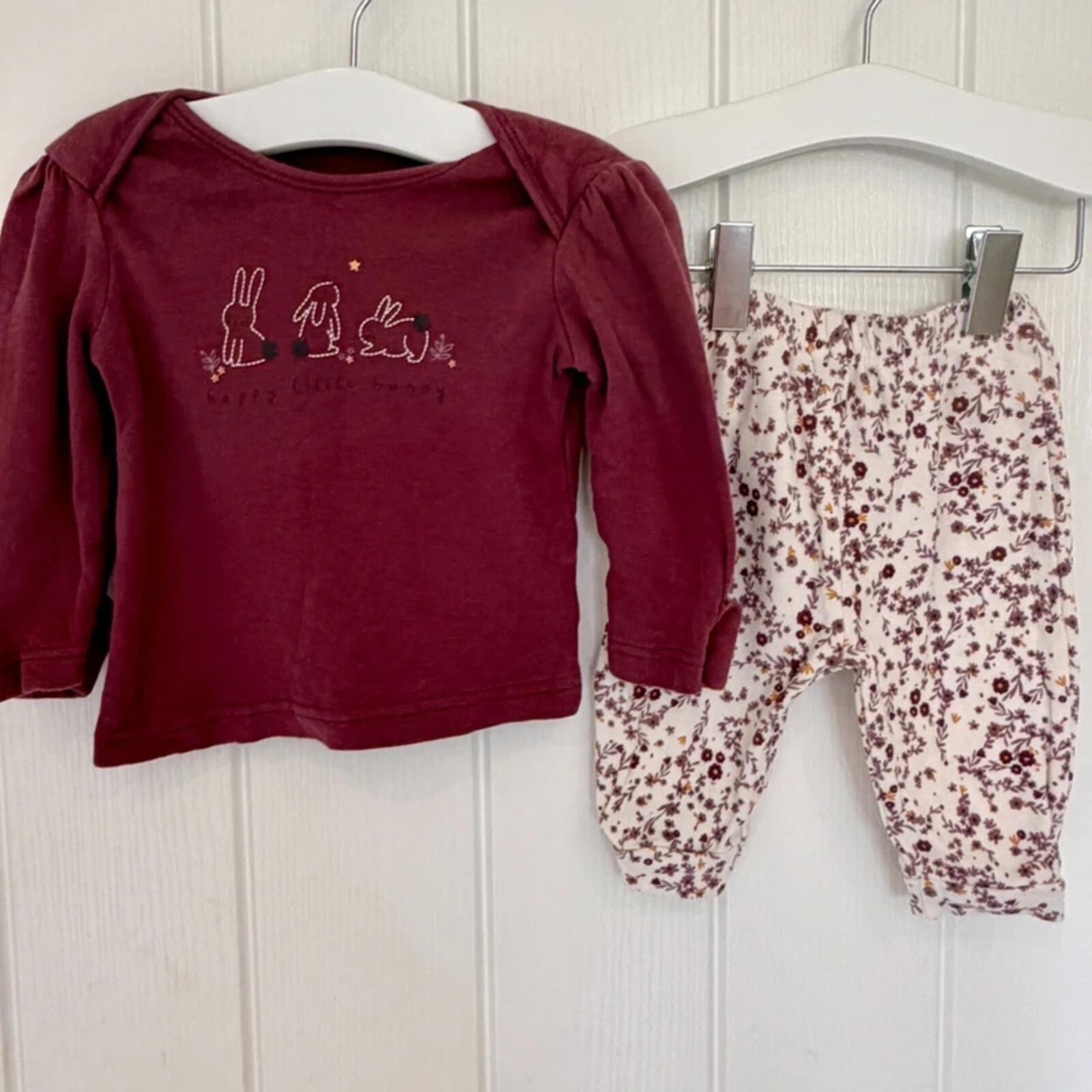 Baby Girl 3-6 months George 2 Piece Bunny Floral Themed Outfit (29 05)