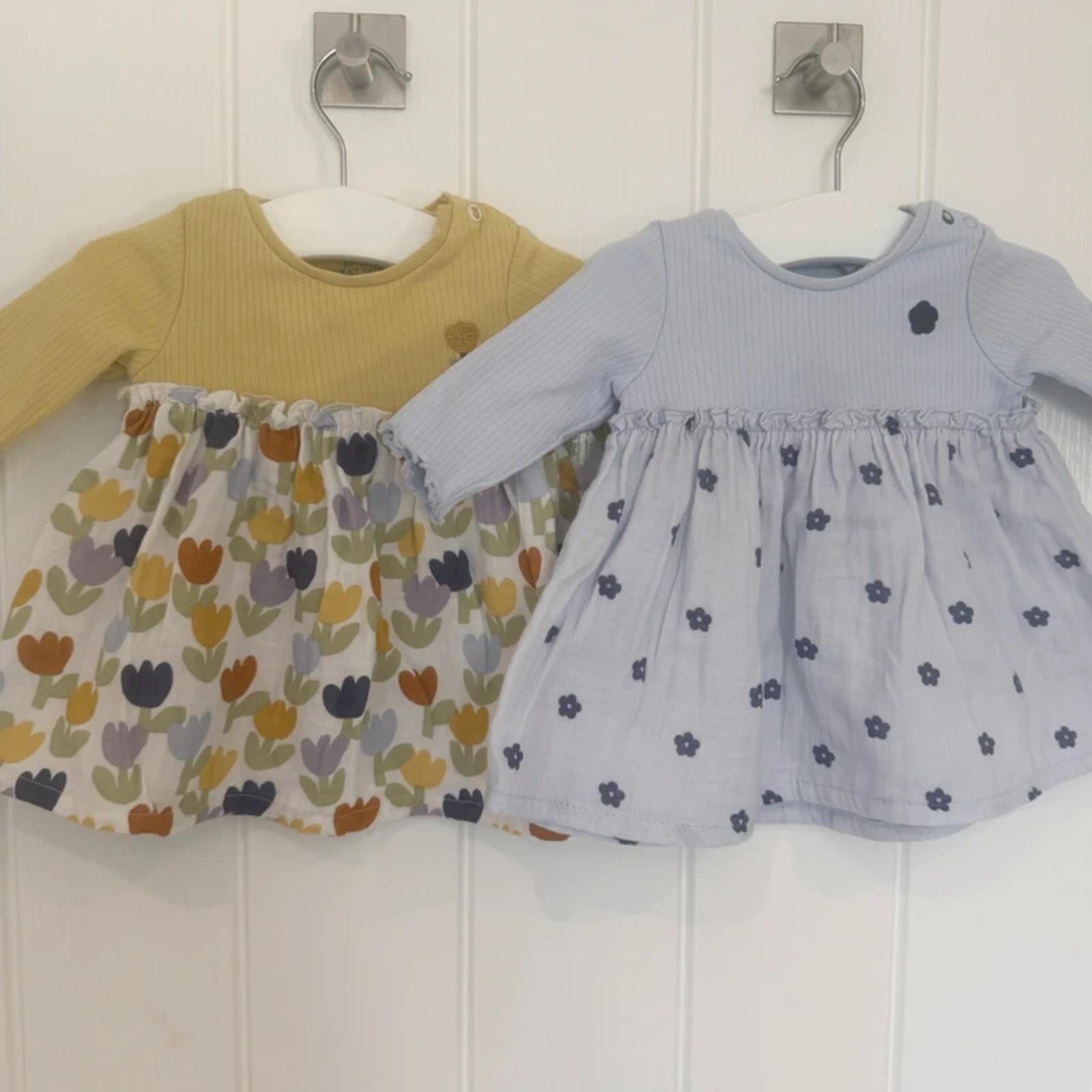 Baby Girl 1 month 4.5 kg Next Set 2 Long Sleeve Floral Dresses (18 11)