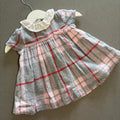 Baby Girl 0-3 months Nutmeg Grey Pink Checked Dress Collar Party Smart (50 34)