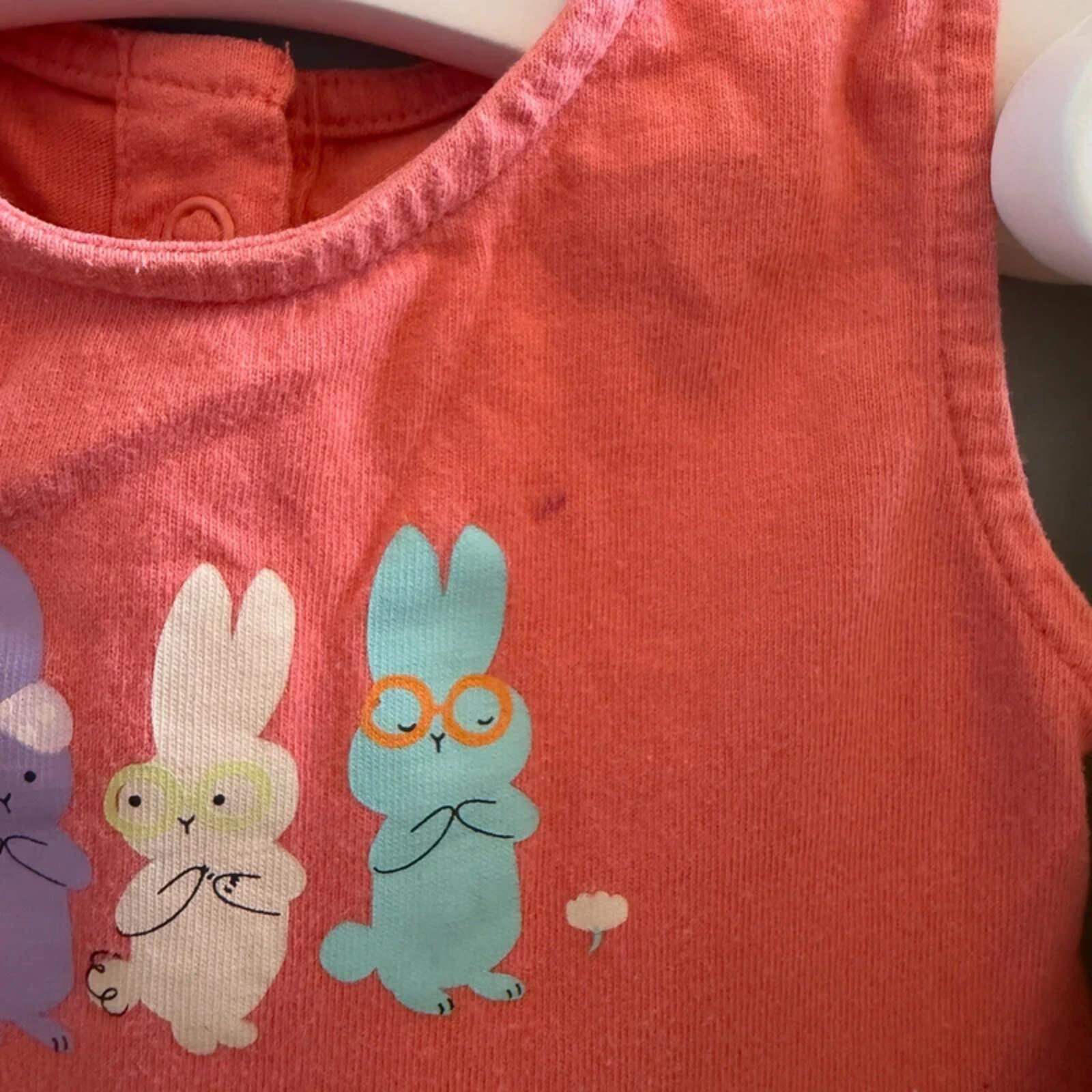Baby Girl 6-9 months Marks and Spencer Set 2 Bunny Themed Rompers (32 02)
