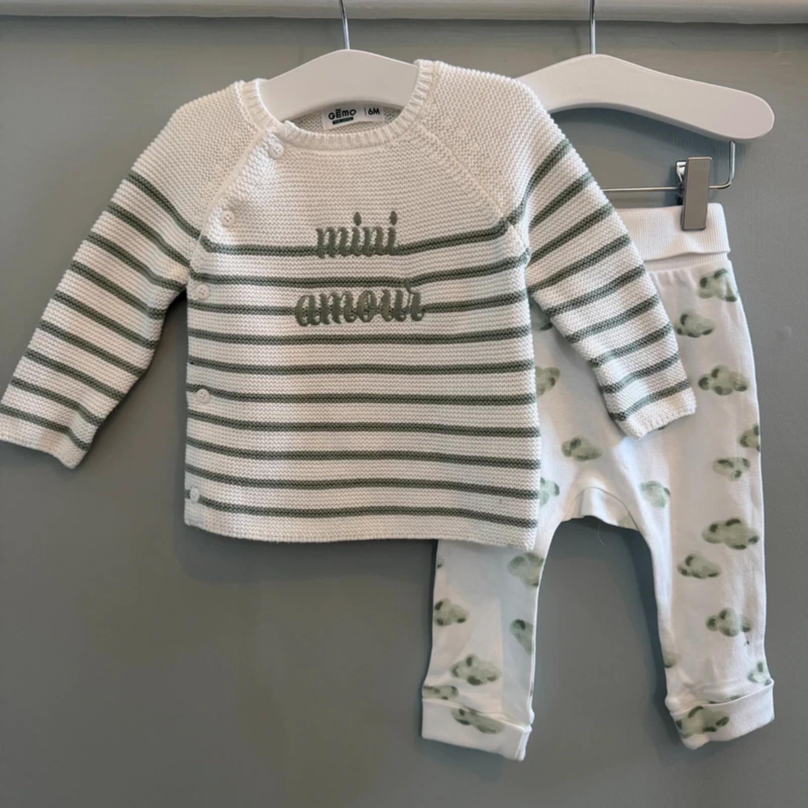 Baby Boy Girl Neutral 6 months Gemo 2 Piece Jumper & Leggings Outfit Mini Amour BNWT (39 01)