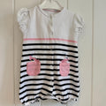 Baby Girl 3-6 months Weekend a la Mer Pink Dolphin Striped Romper (30 21)