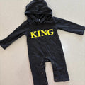 Baby Boy Size 70 3-6 months Black Hooded Romper King Long Sleeve (24 13)