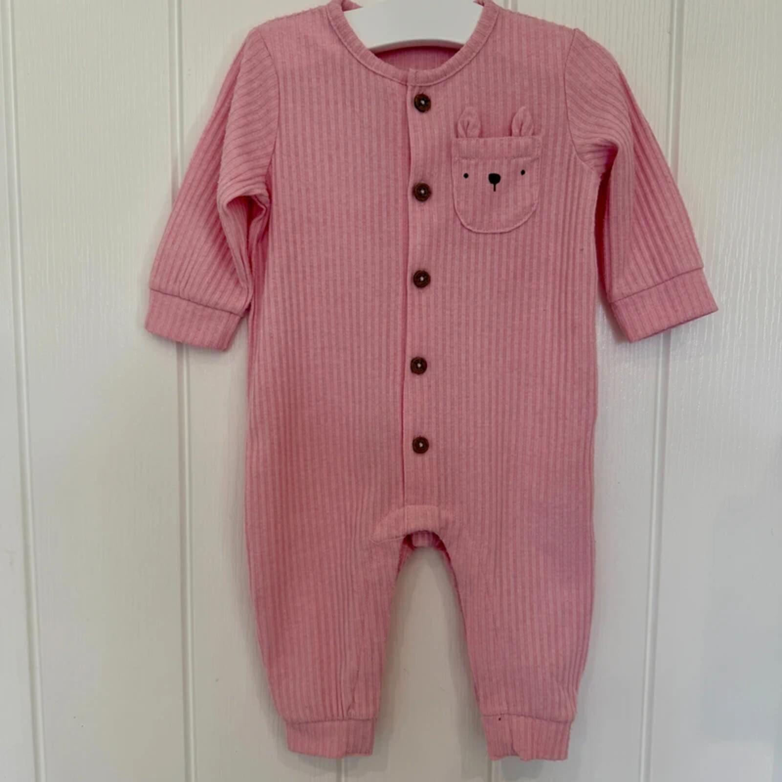 Baby Girl 3-6 months Matalan Pink Ribbed Romper with Buttons (56 20)