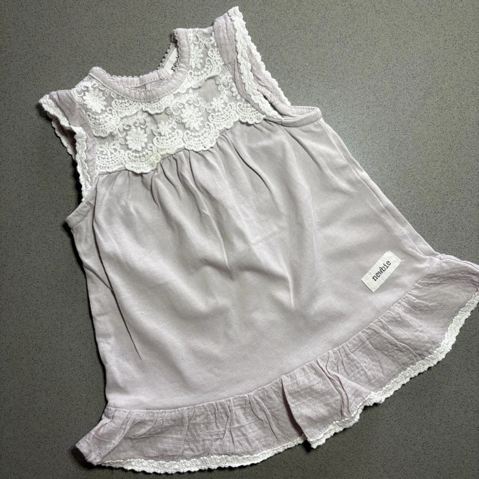 Baby Girl 1-2 months Newbie Lilac Organic Sleeveless Dress Lace Detailing (5028)